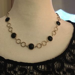 Silver and black costume necklace